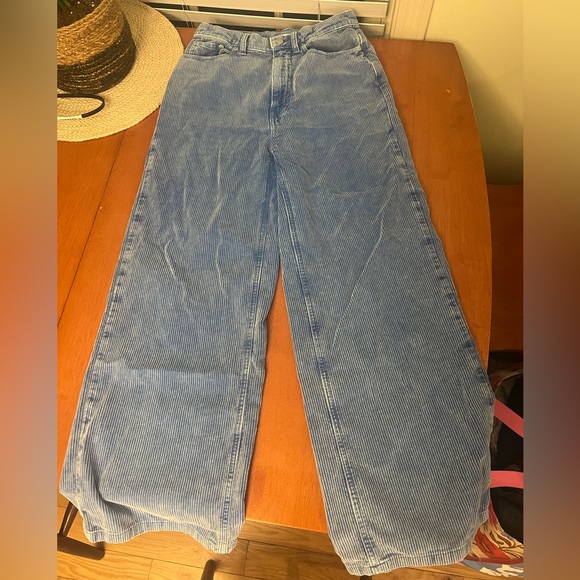 BDG Blue High Rise Corduroy Wide Leg Jeans Urban Outfitters Sz 27 - Picture 2 of 6